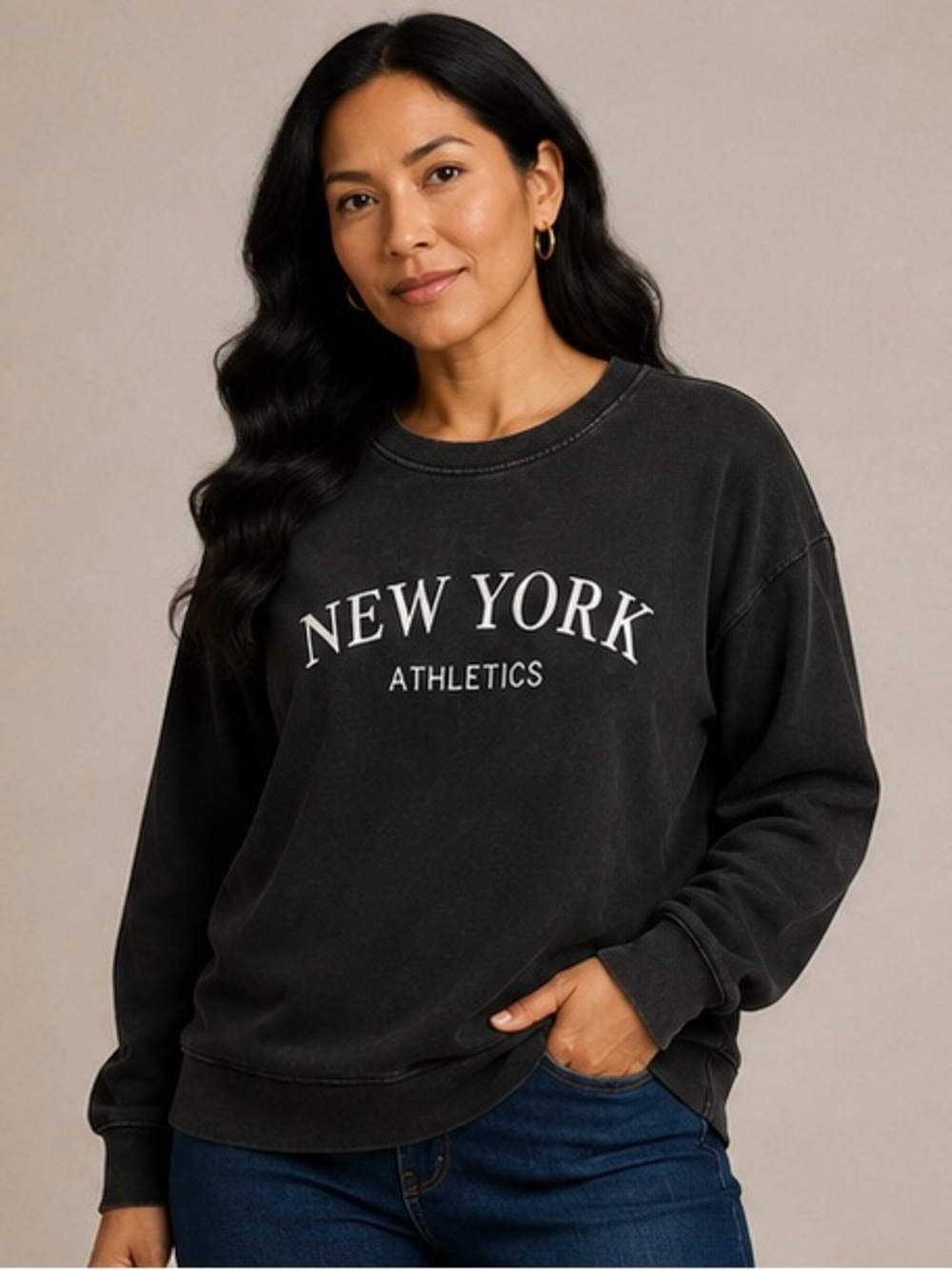 IG New York Athletics Black Crewneck Sweatshirt- Size Large NWOT